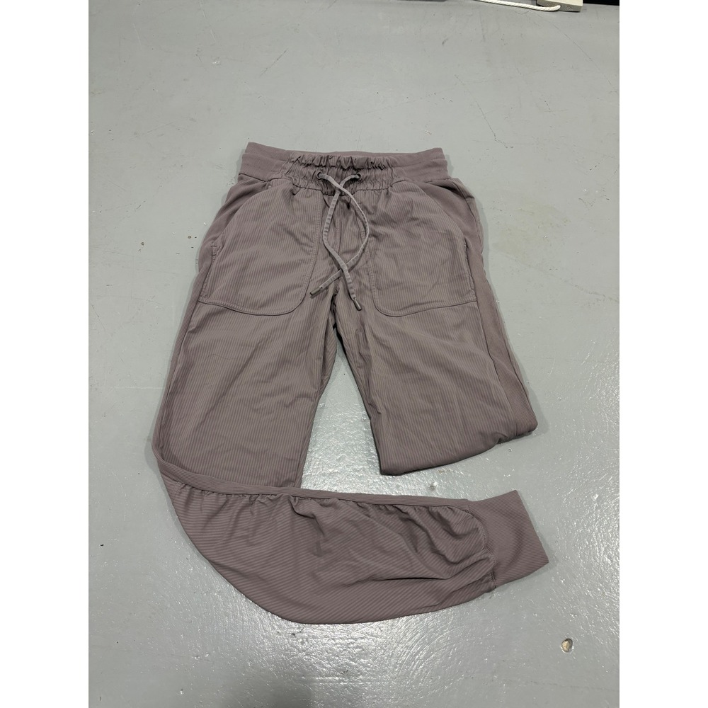 Lululemon Beyond the Studio Jogger Mauve Purple Pinstripe Ruched Pants Small